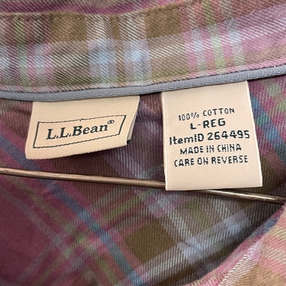 L.L. Bean Purple Plaid Button Down Shirt size Large - Picture 2 of 7